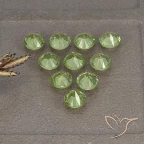 Gemme di Peridoto Verde giallastro naturale da 2.36 ct, Rotondo, VS
