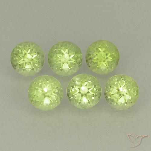 Gemme di Peridoto Verde giallastro naturale da 1.85 ct, Rotondo, VS