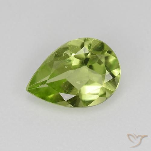 0.60ct Naturale Verde medio Peridoto, Forma a pera, VVS-VS