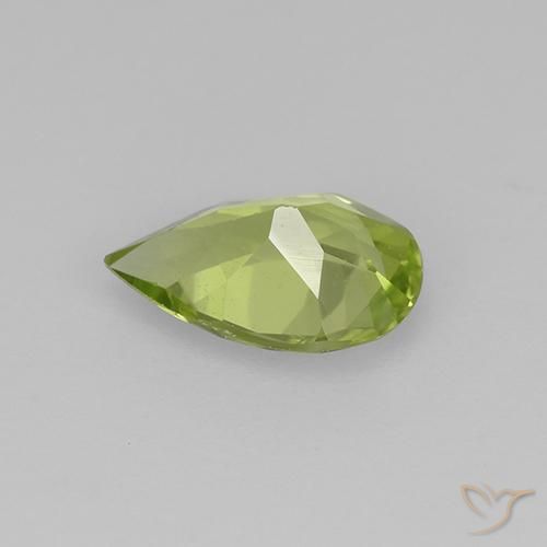 Peridoto Verde chiaro e vivace naturale da 0.44 ct, Forma a pera, VVS-VS
