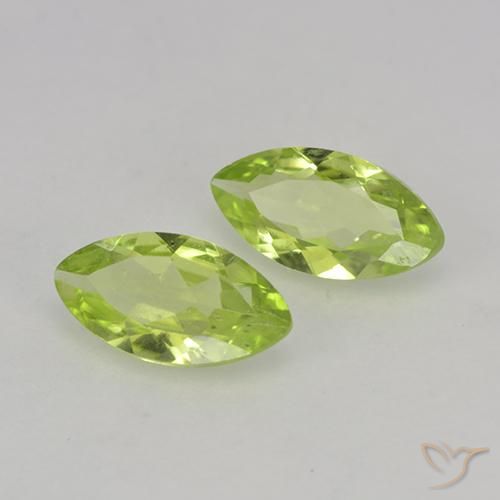Gemme di Peridoto Verde chiaro naturale da 0.74 ct, Taglio marquise, VS