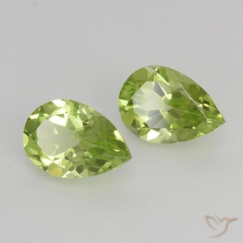 Gemme di Peridoto Verde chiaro e vivace naturale da 0.90 ct, Forma a pera, VVS-VS