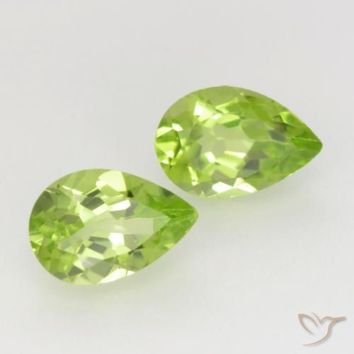 Gemme di Peridoto Verde chiaro e vivace naturale da 0.96 ct, Forma a pera, VVS-VS