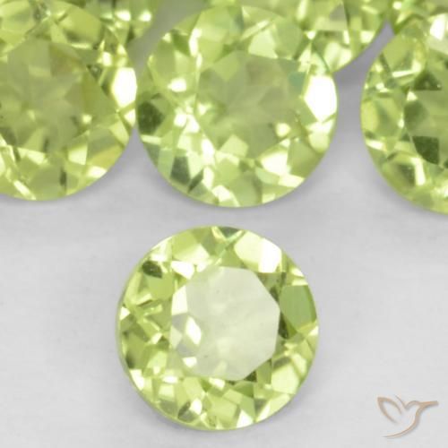 Peridoto Verde chiaro e vivace naturale da 0.18 ct, Rotondo, VS