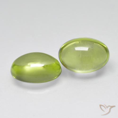 Gemme di Peridoto Verde giallastro naturale da 1.21 ct, Ovale, Trasparente