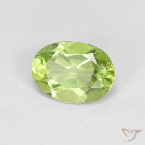 Peridoto Verde giallastro naturale da 0.89 ct, Ovale, VS-SI