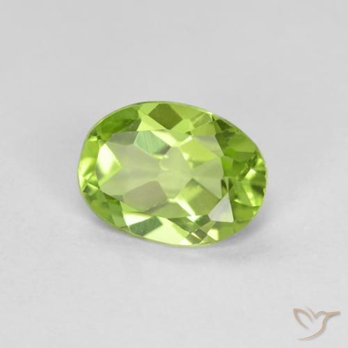 Peridoto Verde acceso naturale da 0.80 ct, Ovale, VS