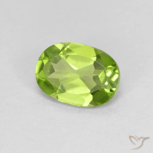 Peridoto Verde giallastro naturale da 0.89 ct, Ovale, VS