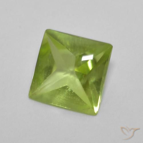 0.93ct Naturale Verde chiaro e vivace Peridoto, Quadrato, Trasparente