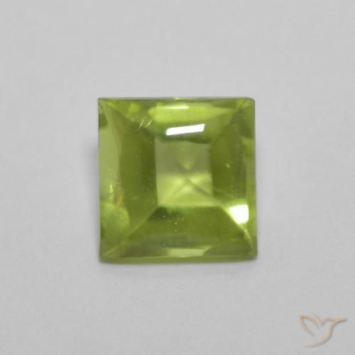 0.83ct Naturale Verde acceso Peridoto, Quadrato, Trasparente