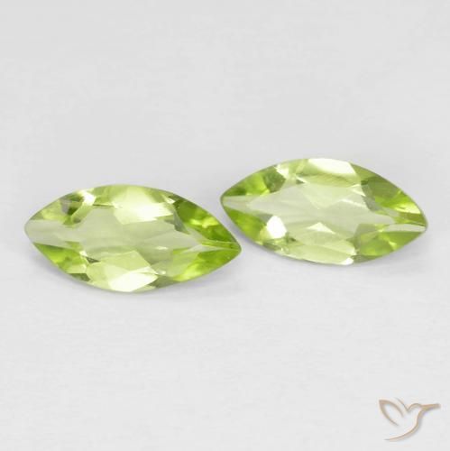 Gemme di Peridoto Verde chiaro e vivace naturale da 0.93 ct, Taglio marquise, VS