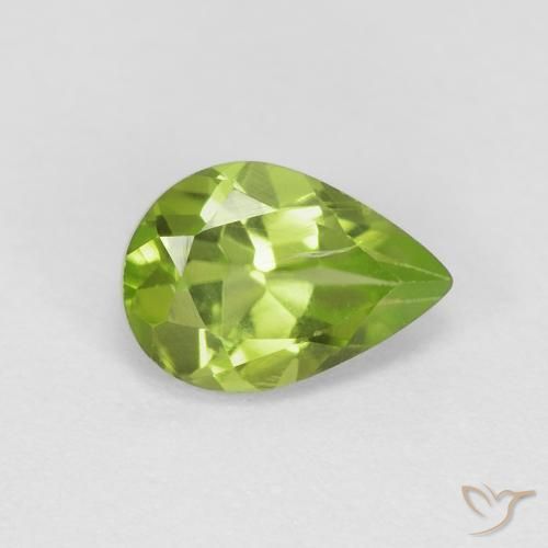 0.84ct Naturale Verde acceso Peridoto, Forma a pera, VS