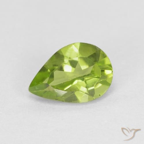 0.78ct Naturale Verde medio Peridoto, Forma a pera, VS