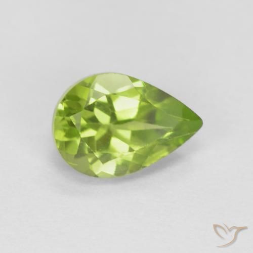 Peridoto Verde medio naturale da 0.85 ct, Forma a pera, VS