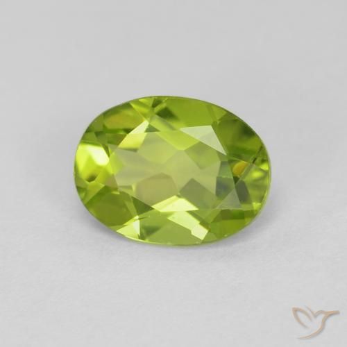 Peridoto Verde medio naturale da 1.26 ct, Ovale, VVS-VS