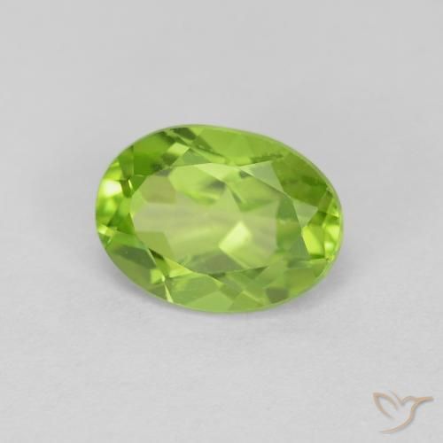 Peridoto Verde acceso naturale da 1.44 ct, Ovale, VVS-VS