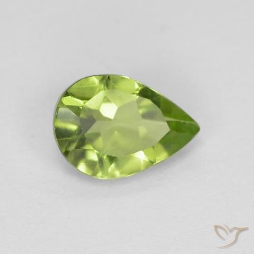 Peridoto Verde acceso naturale da 0.72 ct, Forma a pera, VS