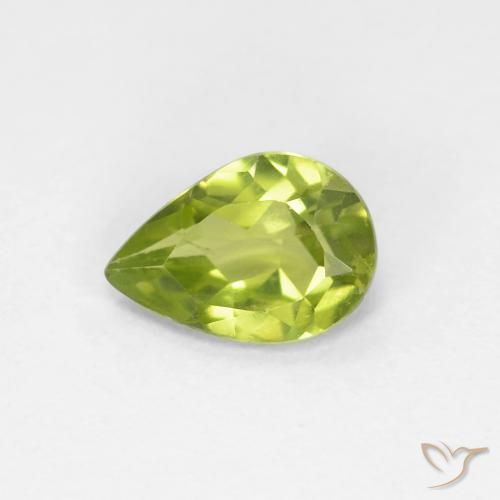 0.66ct Naturale Verde acceso Peridoto, Forma a pera, VS