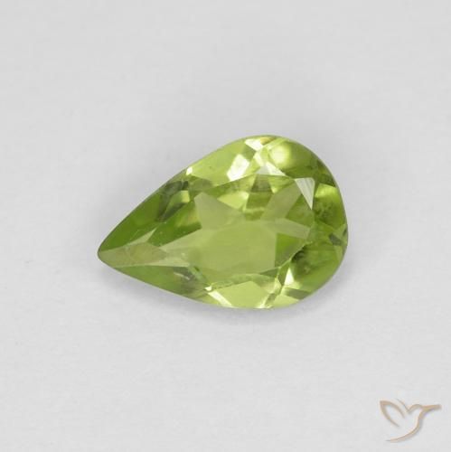 0.65ct Naturale Verde giallastro Peridoto, Forma a pera, VVS