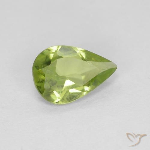 Peridoto Verde giallastro naturale da 0.65 ct, Forma a pera, VVS