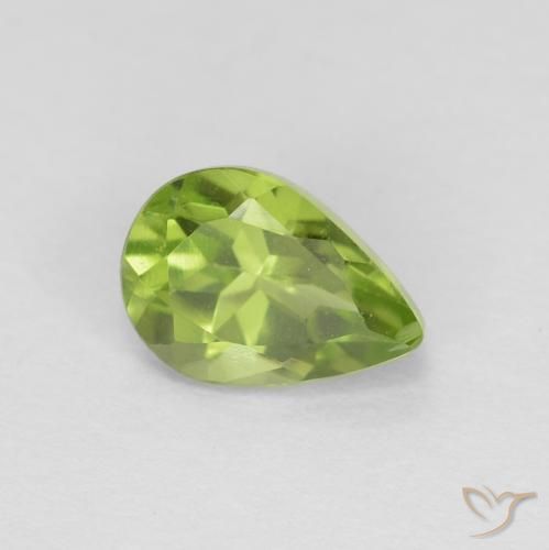 0.84ct Naturale Verde acceso Peridoto, Forma a pera, VVS