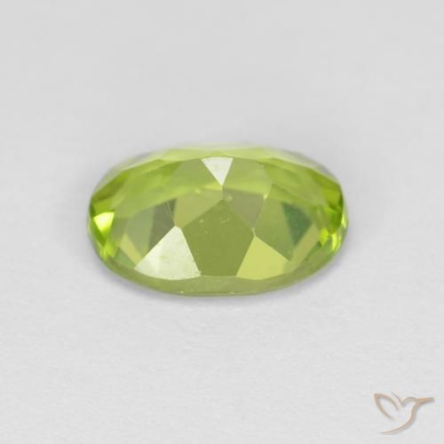 Peridoto Verde giallastro naturale da 1.33 ct, Ovale, VVS-VS