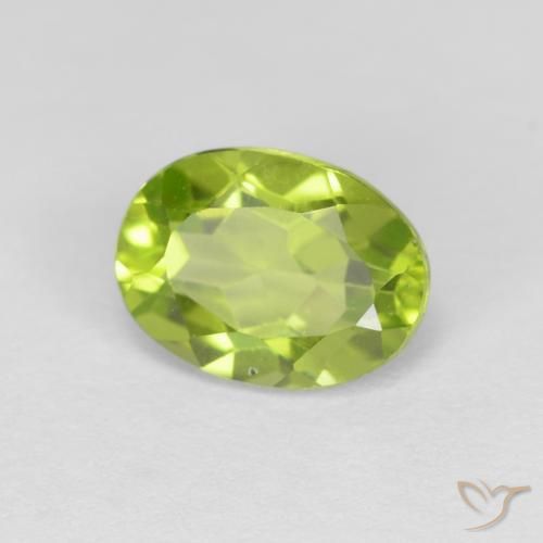 Peridoto Verde giallastro naturale da 1.29 ct, Ovale, VVS-VS