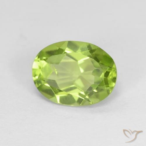 Peridoto Verde giallastro vivace naturale da 1.48 ct, Ovale, VS