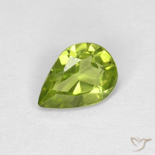 Peridoto Verde acceso naturale da 0.61 ct, Forma a pera, VVS-VS