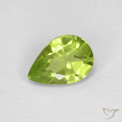0.73ct Naturale Verde acceso Peridoto, Forma a pera, VS