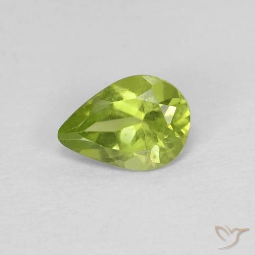 0.64ct Naturale Verde giallastro Peridoto, Forma a pera, VVS-VS