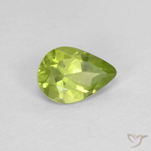 Peridoto Verde giallastro naturale da 0.64 ct, Forma a pera, VVS-VS