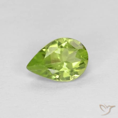 0.67ct Naturale Verde giallastro vivace Peridoto, Forma a pera, VVS-VS