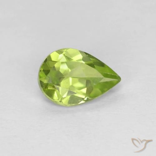 Peridoto Verde giallastro vivace naturale da 0.67 ct, Forma a pera, VVS-VS