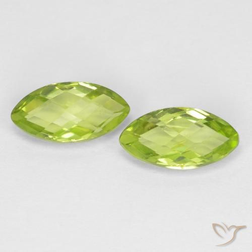 Gemme di Peridoto Verde giallastro naturale da 1.26 ct, Taglio marquise, VVS-VS