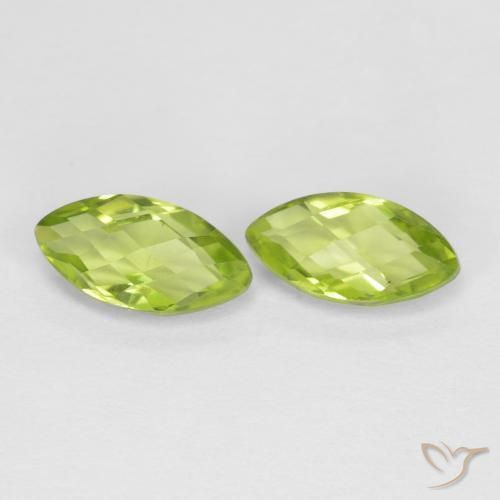 Gemme di Peridoto Verde giallastro naturale da 1.33 ct, Taglio marquise, VVS-VS