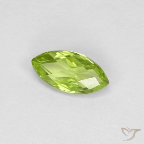 Peridoto Verde brillante naturale da 0.66 ct, Taglio marquise, VVS-VS