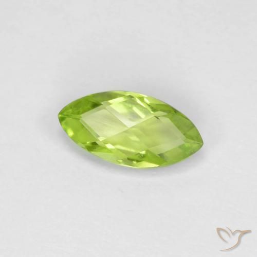 Peridoto Verde medio naturale da 0.66 ct, Taglio marquise, VVS-VS