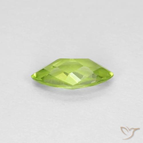 Peridoto Verde medio naturale da 0.66 ct, Taglio marquise, VVS-VS