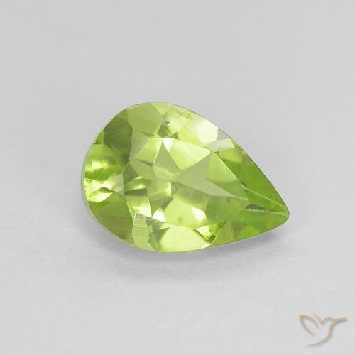 Peridoto Verde acceso naturale da 0.82 ct, Forma a pera, VVS-VS