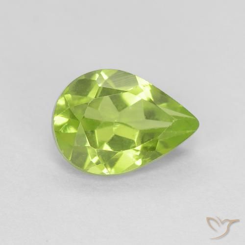 Peridoto Verde medio naturale da 0.87 ct, Forma a pera, VVS-VS