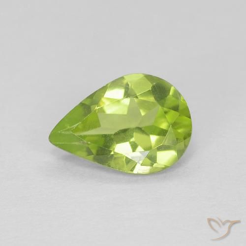 0.65ct Naturale Verde acceso Peridoto, Forma a pera, VVS-VS