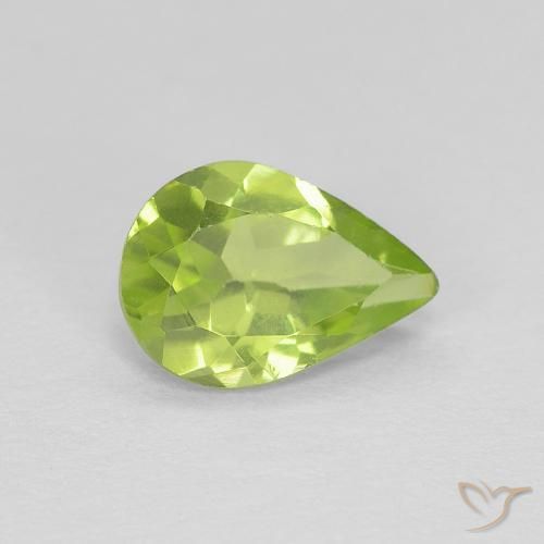 Peridoto Verde acceso naturale da 0.65 ct, Forma a pera, VVS-VS