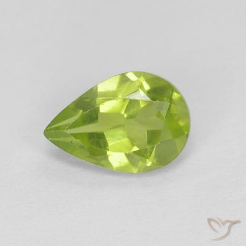 0.75ct Naturale Verde giallastro vivace Peridoto, Forma a pera, VVS-VS