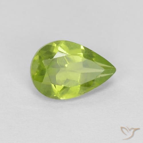 Peridoto Verde giallastro vivace naturale da 0.75 ct, Forma a pera, VVS-VS