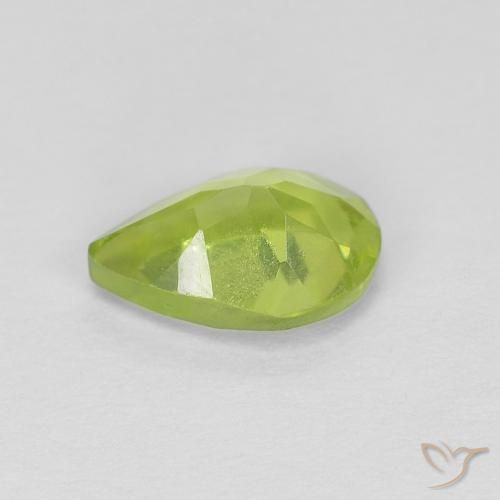 Peridoto Verde giallastro vivace naturale da 0.75 ct, Forma a pera, VVS-VS