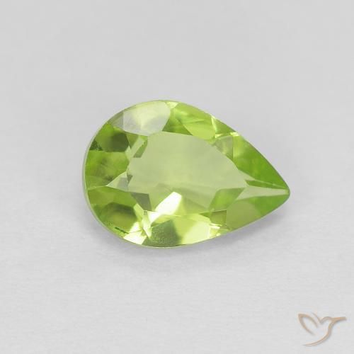 Peridoto Verde medio naturale da 0.72 ct, Forma a pera, VVS-VS