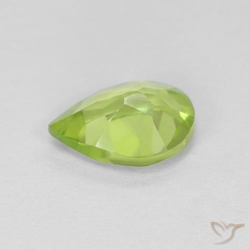Peridoto Verde medio naturale da 0.72 ct, Forma a pera, VVS-VS