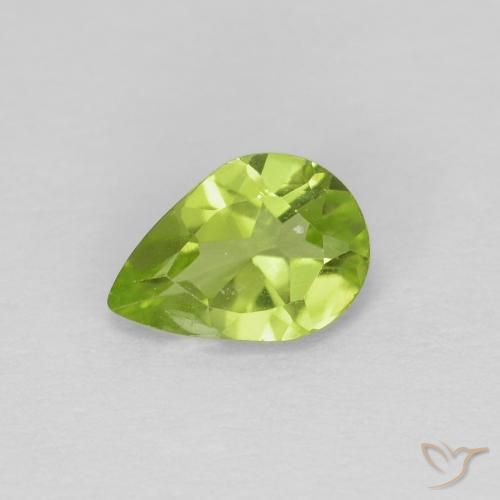 0.65ct Naturale Verde medio Peridoto, Forma a pera, VS
