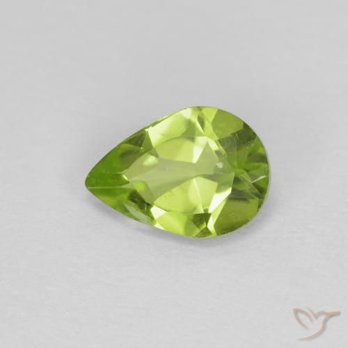 Peridoto Verde medio naturale da 0.65 ct, Forma a pera, VS